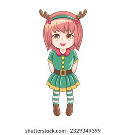 Chibi Girl Anime Christmas Elf Costume