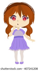 Chibi girl is asking, Isolated vector