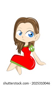 A chi-bi girl with Christmas dress