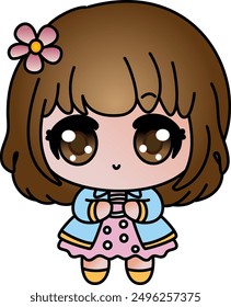 Chibi Mädchen in rosa Kleid