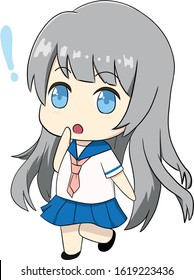 chibi girl with a surprise face