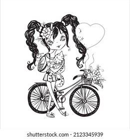 Chibi Girls Coloring Page For Kids 