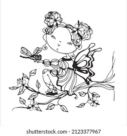 Chibi Girls Coloring Page for kids
