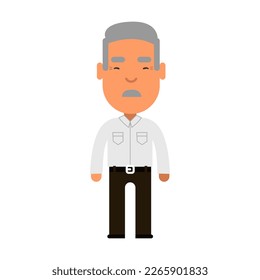 Chibi Grandfather Old Man Standing Slient Generation Flat Vector Cute Character Design