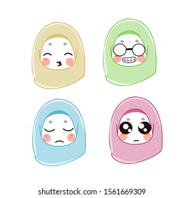 chibi hijab avatar set expression