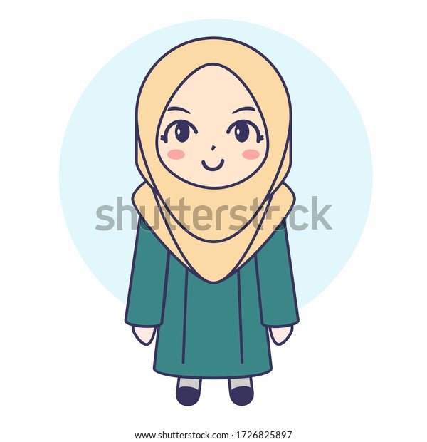 Chibi Hijab Character Indonesian Muslim Womens Stock Vector (Royalty ...