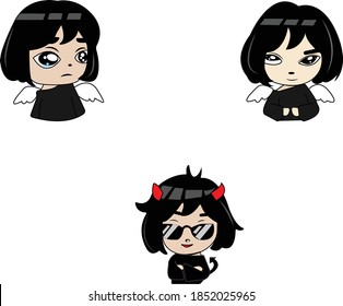 Chibi-Illustration mit Emotionscharakter, Vektorgrafik