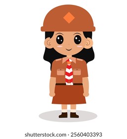 Chibi illustration of a female student with enthusiasm for learning, full of hope for a better future, and confident in facing challenges every step of the way.