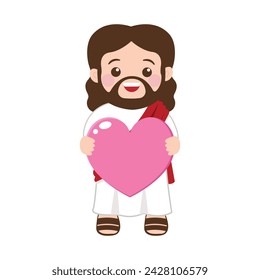 Chibi Jesus Christ with a big heart