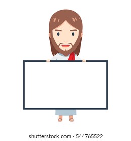 Chibi Jesus Christ is holding a white board