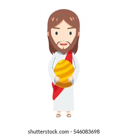 Chibi Jesus is holding easter egg