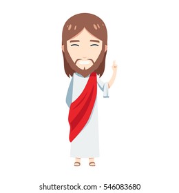 Chibi Jesus is making peace pose hand