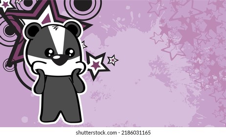 chibi kid badger sticker cartoon background poster illustration in vector format