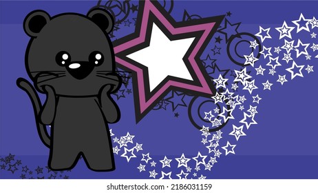 chibi kid panther sticker cartoon background poster illustration in vector format