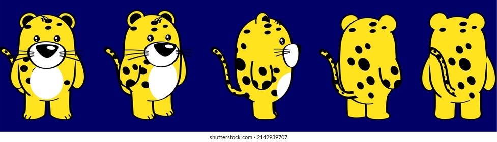 chibi leopard character cartoon perspective collection set illustration in vector format