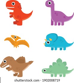 Chibi Little Dinosaur Vector Ilustration 