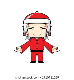 chibi lunar year character with a pose inviting guests