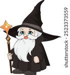 Chibi magician character wizard vector