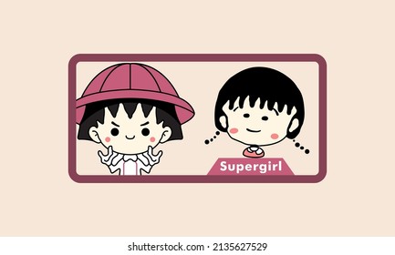 Chibi Maruko Chan Vektorgrafik Illustrator Print for t-Shirt and other uses