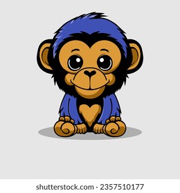 Chibi monkey cute character logo design