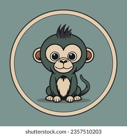 Chibi monkey cute character logo design