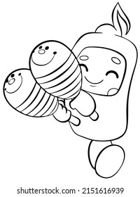 Chibi musician. Element for coloring page. Cartoon style.
