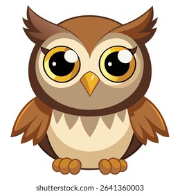 Chibi Owl Kawai Style Vector Design.