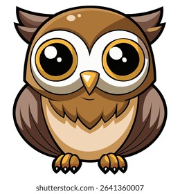Chibi Owl Kawai Style Vector Design.