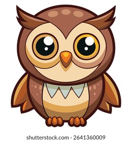 Chibi Owl Kawai Style Vector Design.