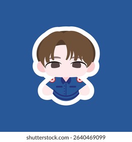 a chibi paramedic colored flat illustration cartoon character, depicted with a tiny medical bag and uniform, ideal for emergency and health designs.