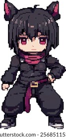 Chibi, pixel style, anime, 16-bit, character, vector illustration, 10EPS