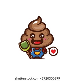 Chibi poop con herramienta de limpieza de caca