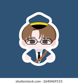 a chibi postman colored flat illustration cartoon character, featuring a tiny mailbag and hat, perfect for postal and delivery designs.