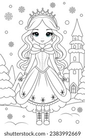 Chibi princess in a winter wonderland