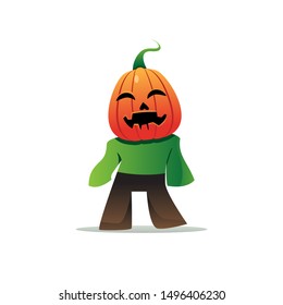 chibi pumpkin illustration for halloween in vector
