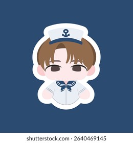 a chibi sailor colored flat illustration cartoon character, featuring a tiny hat and anchor, perfect for maritime and adventure visuals.