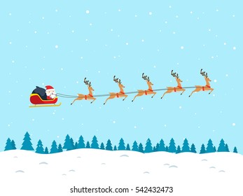 Chibi Santa flying over winter at day