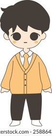 Chibi Schoolboy Wearing Cardigan Illustration