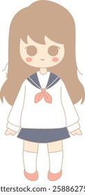 Chibi Schoolgirl in Sailor Uniform