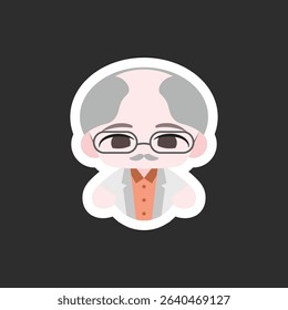 a chibi scientist colored flat illustration cartoon character, featuring a small lab coat and test tube, perfect for science and education visuals.