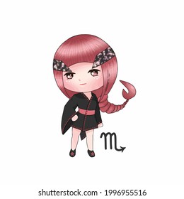 chibi scorpio girl zodiac sign vector  illustrator