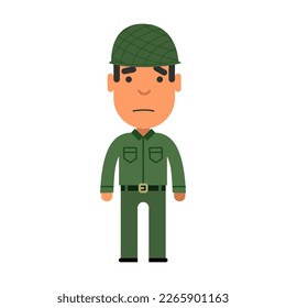Chibi Soldier Standing Pérdida Generación Vector plano Diseño de Caracteres de Cuta