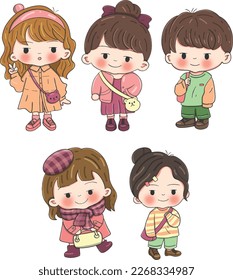 chibi style cute boys and girls