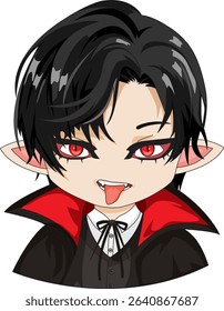 Chibi Vampire Character Sassy Sticker Vector