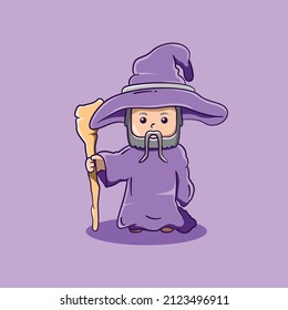 Chibi wizard cartoon vector illustration
