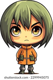 a chibi-style anime character with big eyes and a small body