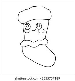 "Chibi-style Christmas socks with cheerful and minimalist elements, perfect for children's creative projects or holiday-themed digital art."