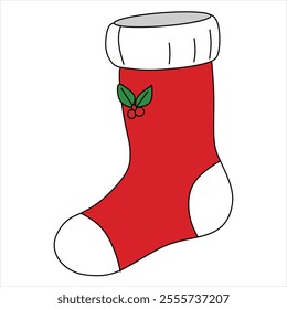 "Chibi-style Christmas socks with cheerful and minimalist elements, perfect for children's creative projects or holiday-themed digital art."