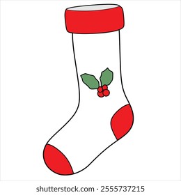 "Chibi-style Christmas socks with cheerful and minimalist elements, perfect for children's creative projects or holiday-themed digital art."
