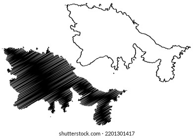 Chiburijima island (Japan, East Asia, Japanese archipelago, Oki Islands) map vector illustration, scribble sketch Chiburi map